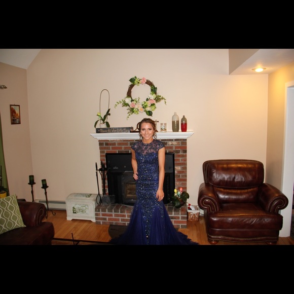 Navy Sherri Hill Prom Dress - Picture 2 of 8